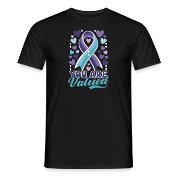 Sensibilisation au suicide Vous êtes valorisé - T-shirt homme - noir - Devant - AI Model Male 178 light (178cm)