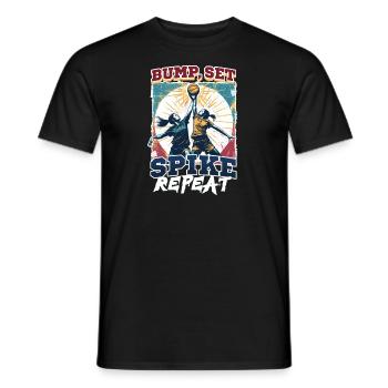 Lustiger Volleyball Stoß, Satz, Spike, Wiederholung - Männer T-Shirt - Schwarz - Vorne - AI Model Male 178 light (178cm)