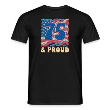 75th Birthday 75 & Proud - Men's T-Shirt - black - Front - AI Model Male 178 light (178cm)