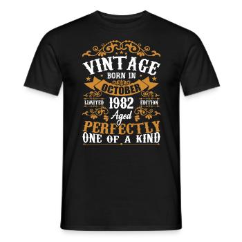 1982 Retro 1982 Octobre Anniversaire Octobre 1982 - T-shirt homme - noir - Devant - AI Model Male 178 light (178cm)