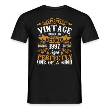 1997 Retro 1997 October Anniversary October 1997 - Men's T-Shirt - black - Front - AI Model Male 178 light (178cm)