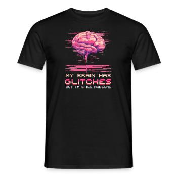 Depression Awareness Brain Has Glitches Awesome - Men's T-Shirt - black - Front - AI Model Male 178 light (178cm)
