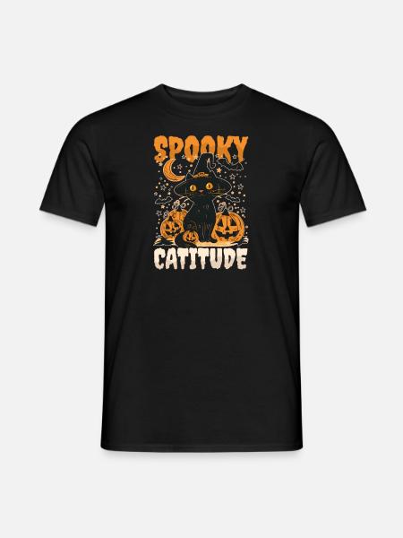 Halloween Chat Spooky Catitude - T-shirt homme - noir