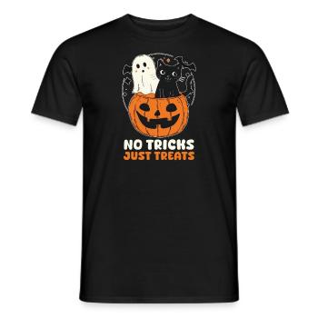 Chat d’Halloween Pas de tours, juste des friandises - T-shirt homme - noir - Devant - AI Model Male 178 light (178cm)