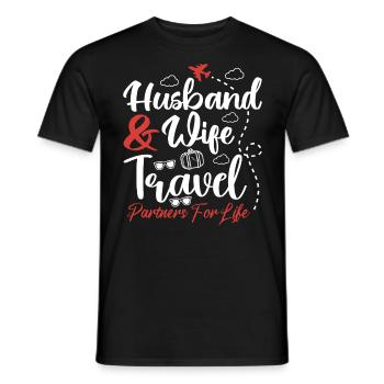 Paar, das Ehemann und Ehefrau zusammenbringt Reisepartner - Männer T-Shirt - Schwarz - Vorne - AI Model Male 178 light (178cm)