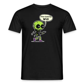 Alien Enlèvement Alien Recherche Wifi - T-shirt homme - noir - Devant - AI Model Male 178 light (178cm)