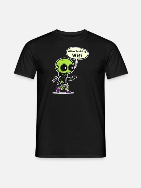 Alien Abduction Alien Seeking Wifi - Men's T-Shirt - black
