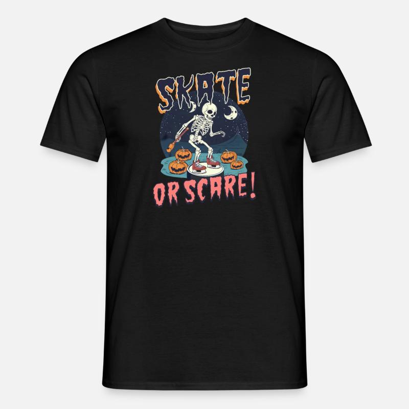 Halloween Eishockey Schlittschuh oder Schrecken! - Männer T-Shirt - Schwarz