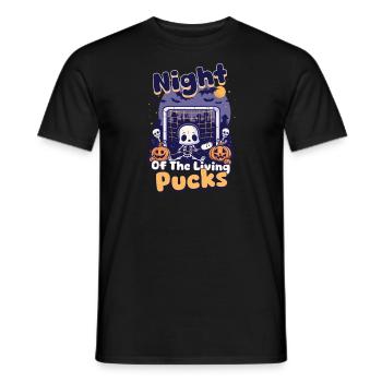 Halloween Ice Hockey Night Of The Living Pucks - Men's T-Shirt - black - Front - AI Model Male 178 light (178cm)