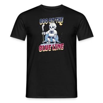Hockey sur glace d’Halloween Boo sur la ligne bleue - T-shirt homme - noir - Devant - AI Model Male 178 light (178cm)
