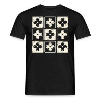 Retro bunte karierte Blumen süße Boho Blumen - Männer T-Shirt - Schwarz - Vorne - AI Model Male 178 light (178cm)