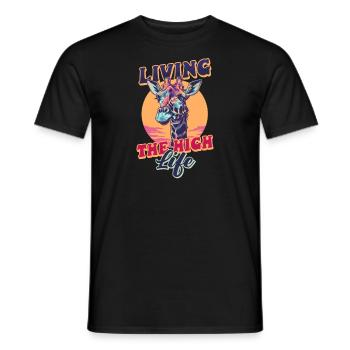 Giraffe Living The High Life - Men's T-Shirt - black - Front - AI Model Male 178 light (178cm)