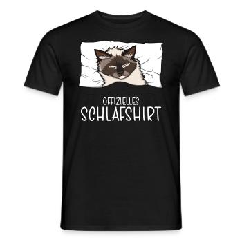 Offizielles Schlafshirt Himalaya Katze Schlafanzug - Männer T-Shirt - Schwarz - Vorne - AI Model Male 178 light (178cm)