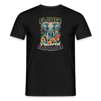 Éléphants à fleurs d’éléphant - T-shirt homme - noir - Devant - AI Model Male 178 light (178cm)
