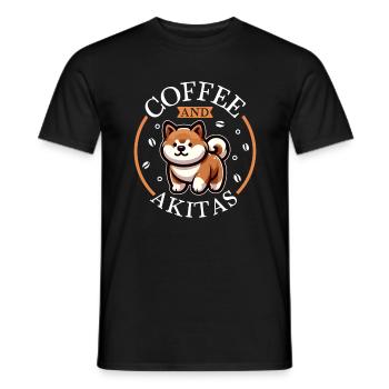 Kaffee und Akita - Männer T-Shirt - Schwarz - Vorne - AI Model Male 178 light (178cm)