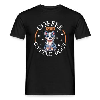 Kaffee und Australian Cattle Dog - Männer T-Shirt - Schwarz - Vorne - AI Model Male 178 light (178cm)