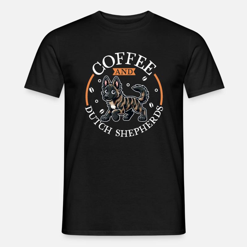Caffè e Pastore Olandese - T-shirt uomo - nero