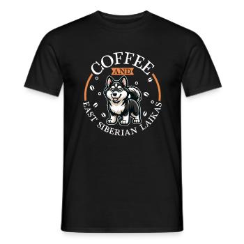 Coffee and East Siberian Laika - Men's T-Shirt - black - Front - AI Model Male 178 light (178cm)