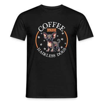 Café et chien sans poils - T-shirt homme - noir - Devant - AI Model Male 178 light (178cm)