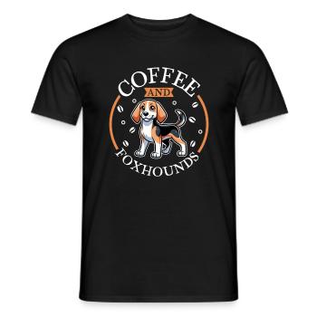 Kaffee und English Foxhound - Männer T-Shirt - Schwarz - Vorne - AI Model Male 178 light (178cm)