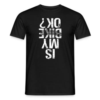 Drôle de motard qui dit : Mon vélo va-t-il bien ? - T-shirt homme - noir - Devant - AI Model Male 178 light (178cm)