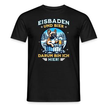 Französische Bulldogge trinkt Bier beim Eisbaden - Männer T-Shirt - Schwarz - Vorne - AI Model Male 178 light (178cm)