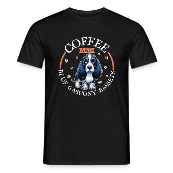 Café et Basset bleu de Gascogne - T-shirt homme - noir - Devant - AI Model Male 178 light (178cm)
