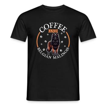 Coffee and Belgian Shepherd - Men's T-Shirt - black - Front - AI Model Male 178 light (178cm)