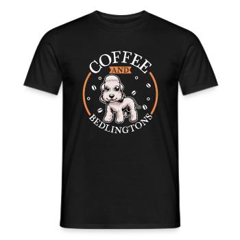 Café et Bedlington Terrier - T-shirt homme - noir - Devant - AI Model Male 178 light (178cm)