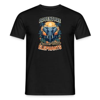 L’aventure à dos d’éléphant vous attend avec les éléphants - T-shirt homme - noir - Devant - AI Model Male 178 light (178cm)