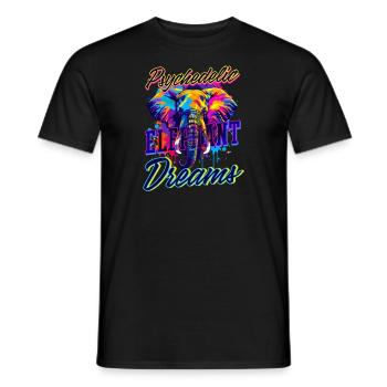 Elephant Psychedelic Elephant Dreams - Men's T-Shirt - black - Front - AI Model Male 178 light (178cm)