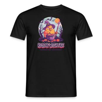 Halloween Huhn Ruhendes Hexengesicht - Männer T-Shirt - Schwarz - Vorne - AI Model Male 178 light (178cm)