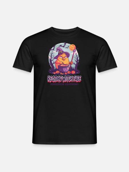 Halloween Chicken Resting Witch Face - Men's T-Shirt - black