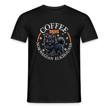Café et chien d’élan norvégien - T-shirt homme - noir - Devant - AI Model Male 178 light (178cm)