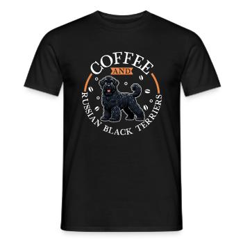 Café et terrier russe noir - T-shirt homme - noir - Devant - AI Model Male 178 light (178cm)