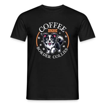 Café et Border Collie - T-shirt homme - noir - Devant - AI Model Male 178 light (178cm)