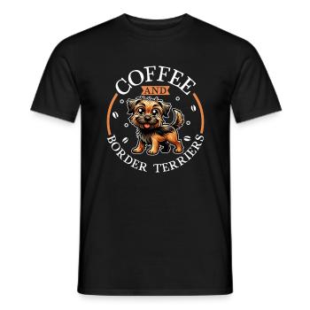 Café et Border Terrier - T-shirt homme - noir - Devant - AI Model Male 178 light (178cm)