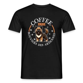 Kaffee und Bouvier des Ardennes - Männer T-Shirt - Schwarz - Vorne - AI Model Male 178 light (178cm)