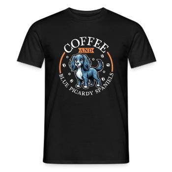 Coffee and Epagneul Bleu de Picardy - Men's T-Shirt - black - Front - AI Model Male 178 light (178cm)