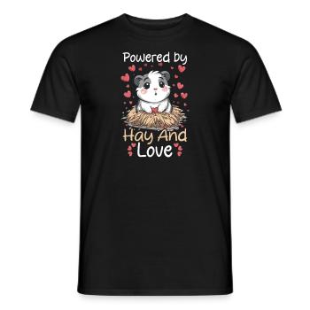 Guinea Pig Powered By Hay And Love - Men's T-Shirt - black - Front - AI Model Male 178 light (178cm)