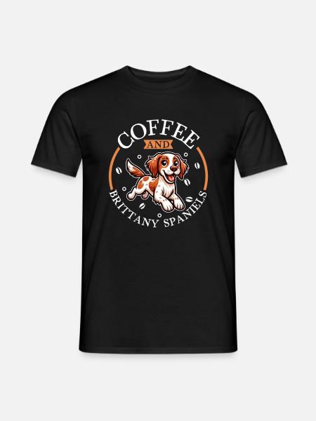 Café y Epagneul Bretón - Camiseta hombre - negro