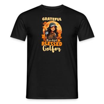 Thanksgiving Golf Thankful Bless Golfer - Men's T-Shirt - black - Front - AI Model Male 178 light (178cm)