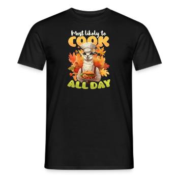 Thanksgiving Chef Likely To Cook All Day - Men's T-Shirt - black - Front - AI Model Male 178 light (178cm)