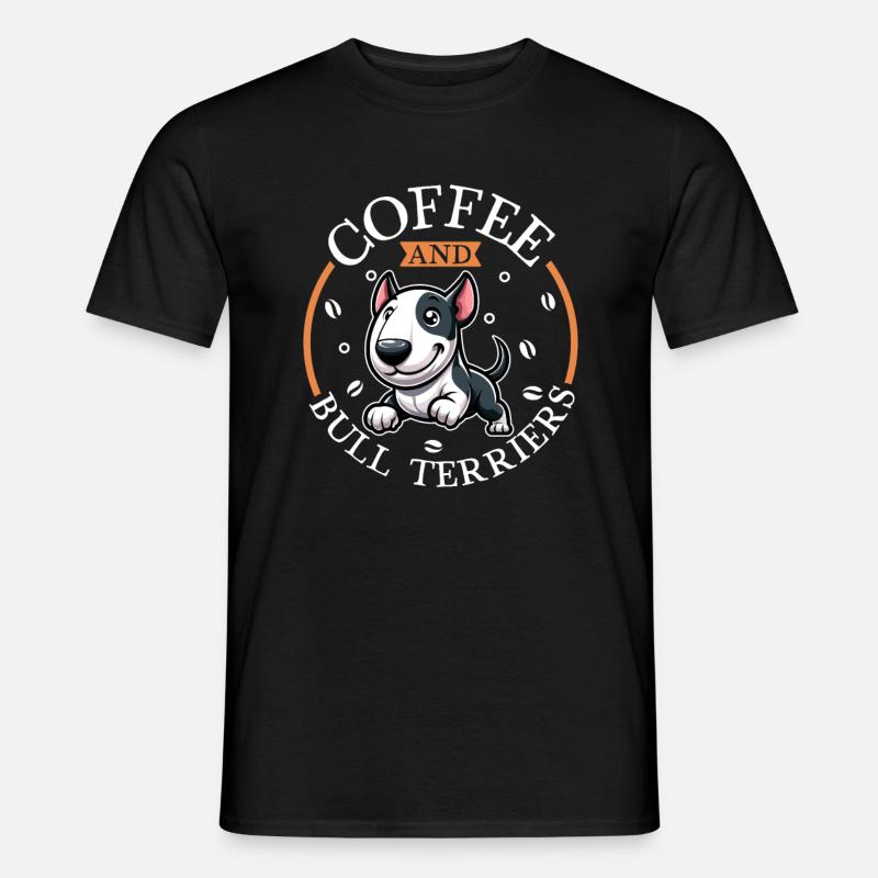 Kaffee und Bullterrier - Männer T-Shirt - Schwarz