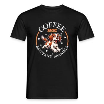 Café et Epagneul Breton - T-shirt homme - noir - Devant - AI Model Male 178 light (178cm)