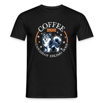 Café et chien esquimau canadien - T-shirt homme - noir - Devant - AI Model Male 178 light (178cm)