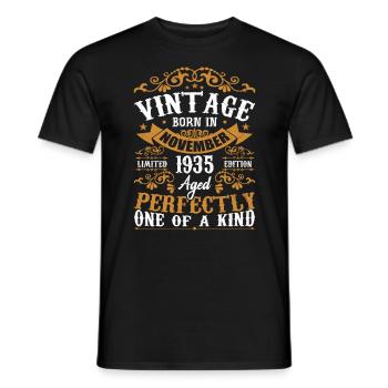 Vintage November 1935 Anniversary November 1935 - Men's T-Shirt - black - Front - AI Model Male 178 light (178cm)