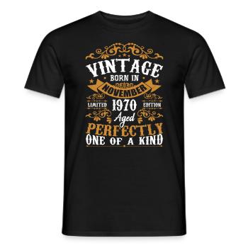 Vintage November 1970 Anniversary November 1970 - Men's T-Shirt - black - Front - AI Model Male 178 light (178cm)