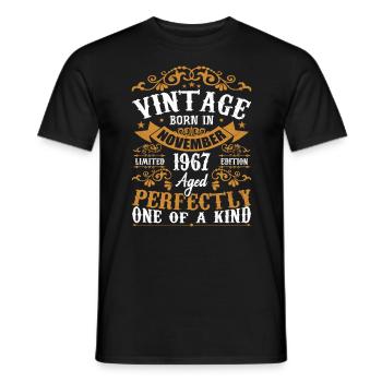 Vintage November 1967 Anniversary November 1967 - Men's T-Shirt - black - Front - AI Model Male 178 light (178cm)