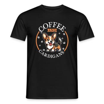 Cardigan Café et Corgi Gallois - T-shirt homme - noir - Devant - AI Model Male 178 light (178cm)